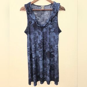 Ann Taylor Sleeveless Blue Floral Paisley Cowl Neck Dress
